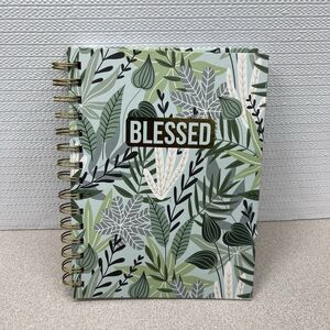 BLESSED Lined Hardcover Journal Notebook Green Gold Leaf Allover Print